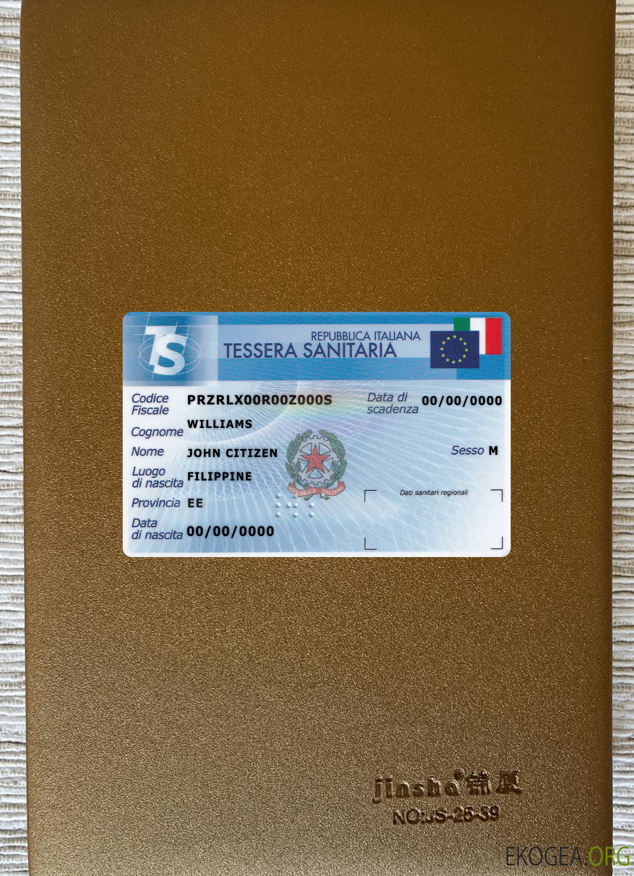 Italie Tessera Sanitaria (carte d'assurance maladie) photolook avant template